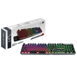 MSI VIGOR GK71 SONIC Mechnical Gaming Keyboard - UK-Layout, Light & Fast Red MSI Sonic Switches, Multi-Layer RGB LED Backlit, Multimedia functions, Wrist Rest, MSI Center