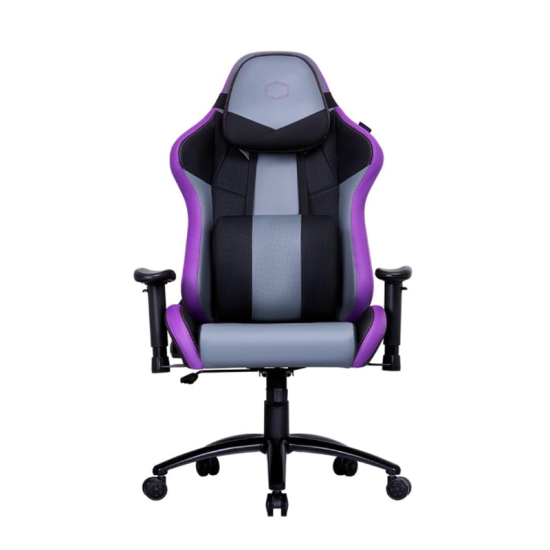 Cooler Master Caliber R3 Gaming Chair, Adjustable Lumbar Support, 180° Reclining, Reinforced Steel Frame, Memory Foam, Breathable PU, Class 4 Gas Lift, 2D Armrests, Black/Purple | CMI-GCR3-PR