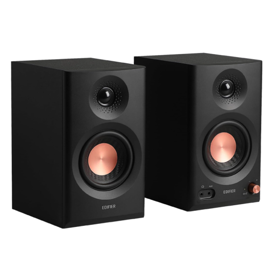 Edifier MR3 Powered Studio Monitor Speakers, Hi-Res Audio Certified Bluetooth V5.4 Active Bookshelf Loudspeakers, 2.0 Computer Speaker with Headphone Output RCA AUX Balanced TRS Input - Black (Pair)