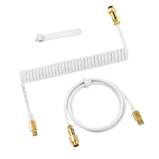 ATTACK SHARK C03 Coiled Cable (Type-C, Gold-Plated Aviator) White