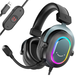 FIFINE H6 AmpliGame USB Gaming Headset – 7.1 Surround Sound with EQ Mode - Black