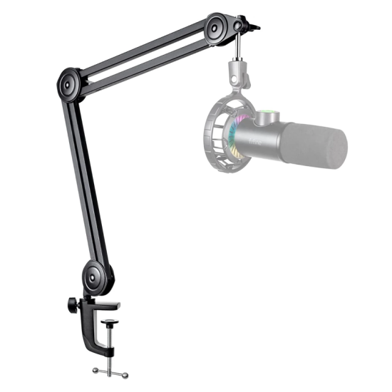 FIFINE BM63 Microphone Boom Arm Stand Heavy Duty, Suspension Scissor Adjustable Mic Stand with Desk Mount, 5/8″ Screw, Cable Ties, for Recording Gaming Streaming Podcasting Black