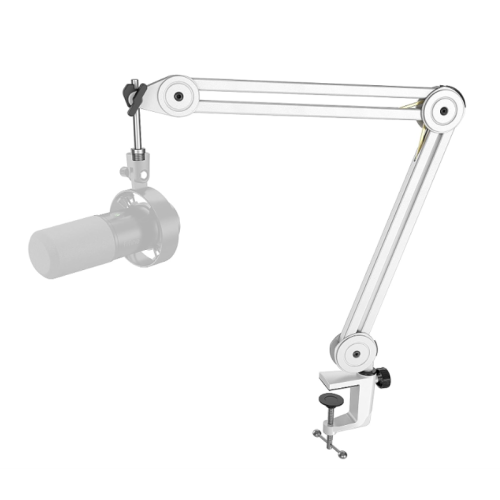 FIFINE BM63 Microphone Boom Arm Stand Heavy Duty, Suspension Scissor Adjustable Mic Stand with Desk Mount, 5/8″ Screw, Cable Ties, for Recording Gaming Streaming Podcasting White