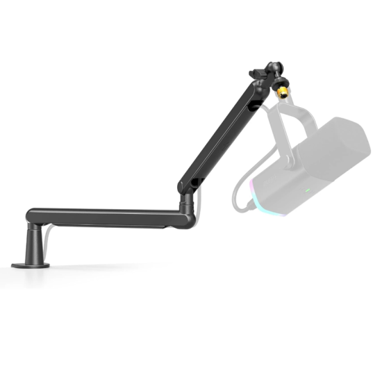 FIFINE BM88 Low Profile Microphone Boom Arm Stand with Desk Mount Clamp, Screw Adapter, Cable Management, for Podcast Streaming Gaming Studio Black