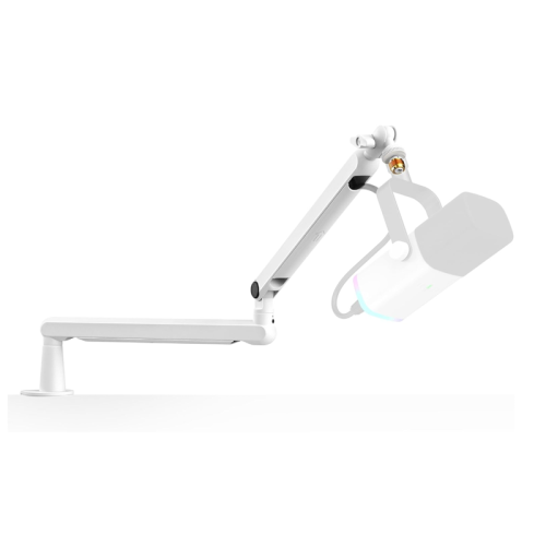 FIFINE  BM88W Boom Arm Mic Stand, Low Profile Metal Microphone Stand, Podcast Mic Boom Arm with Desktop Mount, Cable Channel Management, White for Recording/Streaming/Game-BM88W