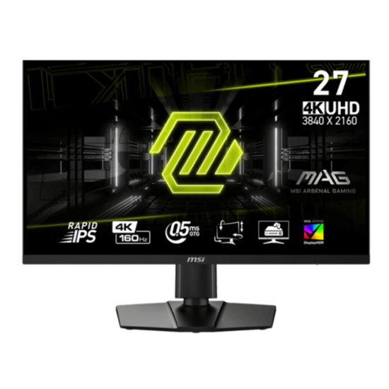MSI MAG 274UPF E2 Gaming Monitor, 27 INCH Rapid IPS Display, 4K UHD Resolution, 160Hz Refresh Rate, 0.5ms (GtG) Response Time, AMD FreeSync Technology, Black | 9S6-3CC29H-257