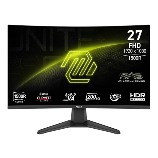 MSI MAG 276CF E20 Gaming Monitor, 27 INCH Rapid VA Display, FHD Resolution, 200Hz Refresh Rate, 0.5ms (GtG) Response Time, AMD FreeSync Premium Technology, 1.07b Color Display, Black | 9S6-3CE11M-030
