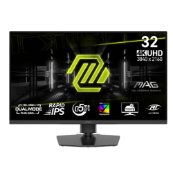 MSI MAG 322URDF E16 Gaming Monitors, 32" Rapid IPS Display, 4K UHD @ 160Hz, FHD @ 320Hz, 0.5ms (GtG) Response Time, DisplayHDR 400, Adaptive-Sync, Black | 9S6-3DD89T-001