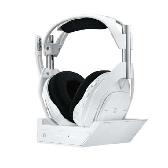 Logitech G Astro A50 X Omni-Platform Wireless Gaming Headset + Base Station for PS5, Xbox, PC: PLAYSYNC Video & Audio Switcher, HDMI 2.1 4K 120Hz VRR, <24 bit/48 kHz, 24hr Battery, 2.4GHz & BT - White