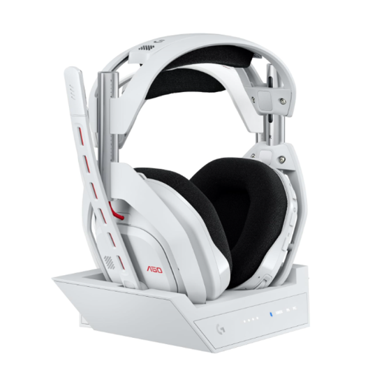 Logitech G Astro A50 Omni-Platform Wireless Gaming Headset + Base Station for PS5, Xbox, PC: PLAYSYNC Audio Switcher, <16 bit/48kHz (Console), <24 bit/48 kHz (PC), 24hr Battery, 2.4GHz & BT - White