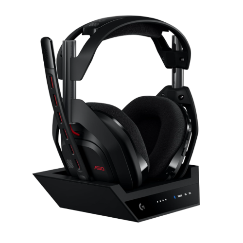 Logitech G Astro A50 Omni-Platform Wireless Gaming Headset + Base Station for PS5, Xbox, PC: PLAYSYNC Audio Switcher, <16 bit/48kHz (Console), <24 bit/48 kHz (PC), 24hr Battery, 2.4GHz & BT - Black