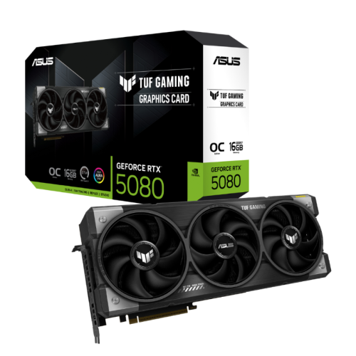 ASUS TUF Gaming GeForce RTX™ 5080 16GB GDDR7 OC Edition Graphics Card - PCI Express 5.0 - 1858 TOPs AI Performance - 10752 CUDA Cores - 30 Gbps Memory Speed - 256-bit Interface - 3 x DisplayPort 2.1b & 2 x HDMI 2.1b - Aura Sync ARGB