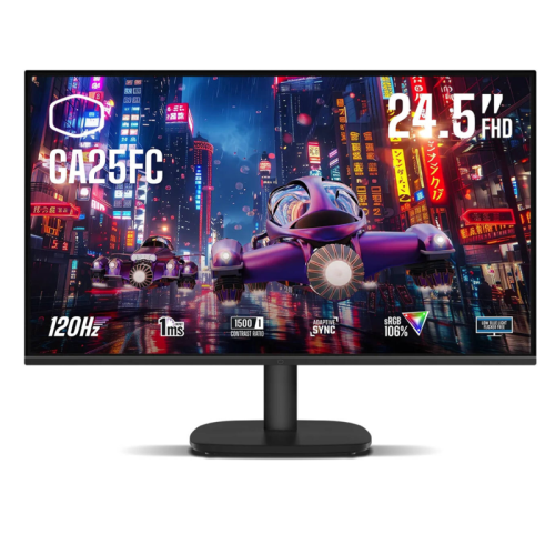 Cooler Master GA25FC Gaming Monitor, 25" IPS Display, FHD Resolution, 120Hz Refresh Rate, 1ms (MPRT) Response Time, Adaptive Sync VRR Technology, Black | CMI-GA25FC-UK