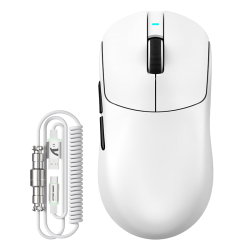 ATTACK SHARK X8 PLUS Wireless Gaming Mouse With C06 Ultra LED Cable, 55g SUPERLIGHT, Large Hand Size, PixArt PAW3395PRO Gaming Sensor, BT/2.4G Wireless/Wired, 40000 DPI, 500mAh Battery(White)