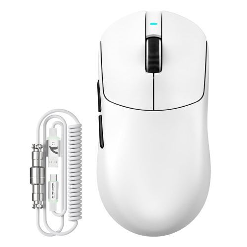 ATTACK SHARK X8 PLUS Wireless Gaming Mouse With C06 Ultra LED Cable, 55g SUPERLIGHT, Large Hand Size, PixArt PAW3395PRO Gaming Sensor, BT/2.4G Wireless/Wired, 40000 DPI, 500mAh Battery(White)