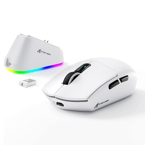 ATTACK SHARK G3PRO 2.4Ghz Wireless Gaming Mouse RGB Charging Dock 2.4Ghz/BT/USB-C Switch Over 100 Hrs Ultra Lightweight 59g 500mAh High Capacity Battery 25000DPI 1000hz BK52820 Set Sole Web Driver