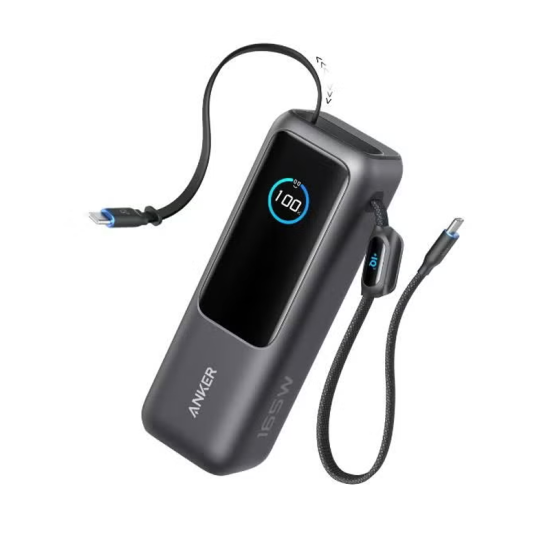 Anker Zolo Power Bank 25K 165W with Built-In USB-C & Retractable Cables