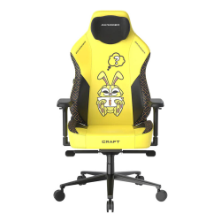 DXRacer Craft Dinorabbit Gaming Chairs, 2D Integrated Lumbar Support, 4D Armrests, Class 4 Hydraulics, 90° ~ 135° Back Recline Support, Large Size, Yellow / Black | GC/LCF23LTA/DINORABB
