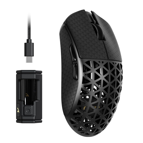 ATTACK SHARK R5 Ultra Carbon Fiber Hyperspeed Wireless Gaming Mouse, 39g Ultralight Mice with Griptape, 2.4G/BT/USB-C, PixArt PAW3950MAX Sensor, 8KHz Wireless Polling Rate, 42KDPI, Win/Mac  Black