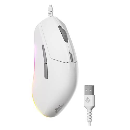 SteelSeries Rival 3 Gen 2 Gaming Mouse  8500 DPI TrueMove Core Optical Sensor 60 Million Click Durability  Low Latency  77g Lightweight 100% PTFE Feet RGB - White