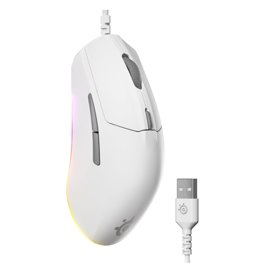 SteelSeries Rival 3 Gen 2 Gaming Mouse  8500 DPI TrueMove Core Optical Sensor 60 Million Click Durability  Low Latency  77g Lightweight 100% PTFE Feet RGB - White