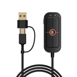 PIVA GS10 Sound Card Type-C to USB Controller for Clear Sound with 3.5 AUX Port and Microphone Controls Three EQ Adjustments and Mic and Headphone Volume Adjustment