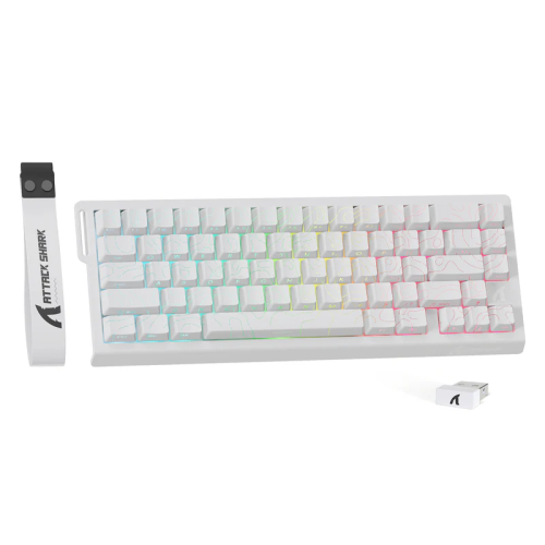 ATTACK SHARK X68PRO HE Wireless Rapid Trigger Keyboard Magnetic Switch 60% Tri-Mode Wireless 8KHz Magnetic Keyboard With 0.01mm RT Accuracy, Support RT/Snap Tap/DKS/MT/TGL - White