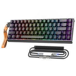 ATTACK SHARK X68MAX HE Rapid Trigger CNC Aluminum Keyboard Magnetic Switch with C01Ultra RGB Coiled Cable 60% Wired 8KHz CNC Aluminum Magnetic Keyboard With 0.005mm RT Accuracy, Support RT/Snap Tap/DKS/MT/TGL  - Black Contour