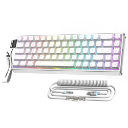 ATTACK SHARK X68MAX HE Rapid Trigger CNC Aluminum Keyboard Magnetic Switch with C01Ultra RGB Coiled Cable 60% Wired 8KHz CNC Aluminum Magnetic Keyboard With 0.005mm RT Accuracy, Support RT/Snap Tap/DKS/MT/TGL  - White Contour