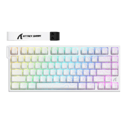 ATTACK SHARK R82 HE Rapid Trigger Keyboard Magnetic Switch with 0.005MM RT 75% Wired 8KHz Magnetic Keyboard With 0.005mm RT Accuracy, Support RT/Snap Tap/DKS/MT/TGL - White Contours