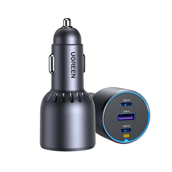 UGREEN 75W Dual Type-C & 1x USB Ports Metal Car Charger – EC703 - 35024
