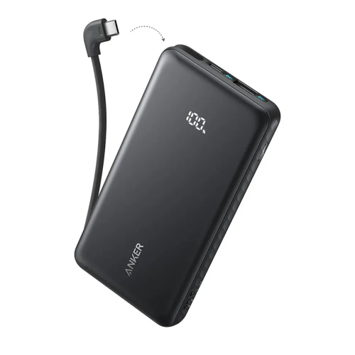 Anker Zolo 20,000 mAh Power Bank Built-In USB-C Cable 22.5W Black