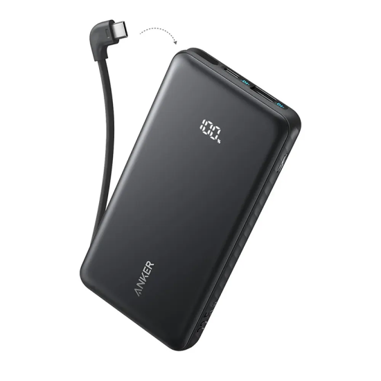 Anker Zolo 20,000 mAh Power Bank Built-In USB-C Cable 22.5W Black