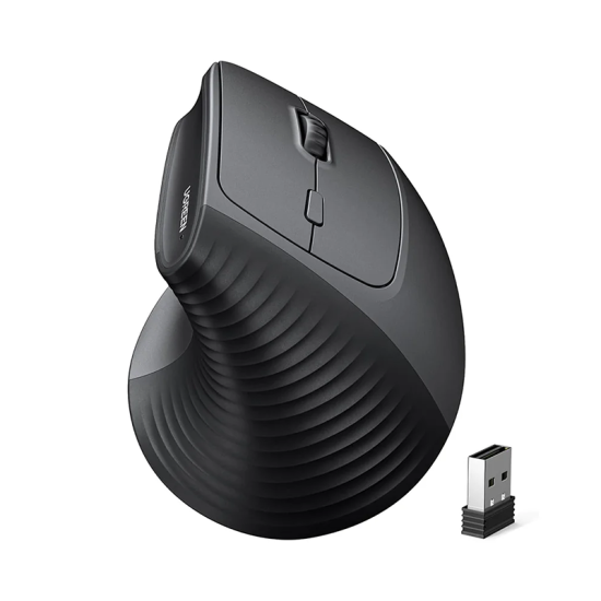 UGREEN Ergonomic Vertical Mouse, 57° Vertical Angle, Up to 4000 Adjustable DPI, 6 Buttons, Single Mode, Up to 10 Meters Transmission Range, 2.4GHz Optical Connectivity, Black | 55916 UGREEN Ergonomic Vertical Mouse, 57° Vertical Angle, Up to 4000 Adjustable DPI, 6 Buttons, Single Mode, Up to 10 Meters Transmission Range, 2.4GHz Optical Connectivity, Black | 55916