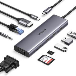UGREEN CM498 10-in-1 Docking Station USB-C Multifunction  Grey |15601