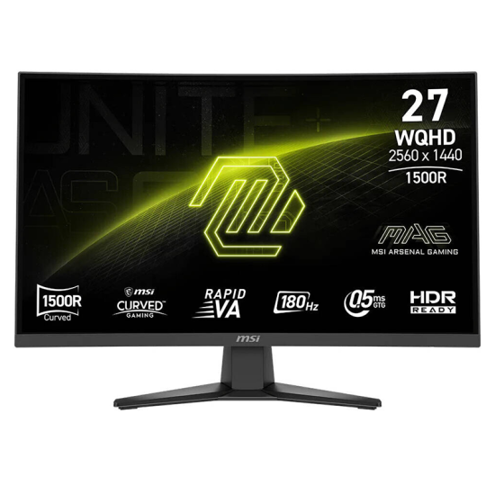 MSI MAG 275CQF E18 Curved Monitor, 27" Rapid VA Display, WQHD Resolution, 180Hz Refresh Rate, 0.5ms (GtG) Response Time, AMD FreeSync Technology, 1500R Curvature, Black | 9S6-3CE91H-009 MSI MAG 275CQF E18 Curved Monitor, 27" Rapid VA Display, WQHD Resolution, 180Hz Refresh Rate, 0.5ms (GtG) Response Time, AMD FreeSync Technology, 1500R Curvature, Black | 9S6-3CE91H-009