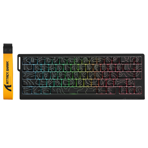 ATTACK SHARK X68 PRO HE Wireless Rapid Trigger Gaming Keyboard with Adjustable Actuation,8K Polling Rate,Hall Effect Magnetic Switch,Hot-Swap,RGB Backlit,BT/2.4GHz/Wired,for FPS Games-Black