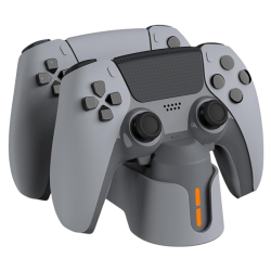 DOBE Dual Charge Station & Charge Dock for PS5 Controllers, Fast & Smart Charging, Sleek Modern Design & Slim - Charging Adapter with Type-C Cable (Gray, TP5-1501X)