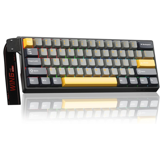 AULA WIN60HE MAX Mechanical Gaming Keyboard Gray/ Yellow / Black Wing Chun Magnetic Switch AULA WIN60HE MAX Mechanical Gaming Keyboard Gray/ Yellow / Black Wing Chun Magnetic Switch