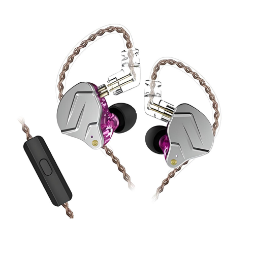 KZ ZSN Pro Headphones Dual Drivers Bass Earbuds Earphones With Mic - Purple | 6970493061106