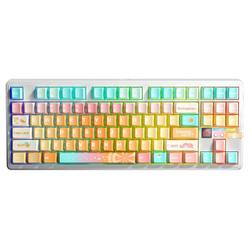 AULA F87 PRO V2 Gasket Mechanical Keyboard, 87 Keys, 80% Layout, Gasket Structure, Fully Hot-Swappable Keys, Meteor Ice Cream Switch, Wireless Tri-Mode (BT/2.4G/Wired), White/Orange | F87PRO V2