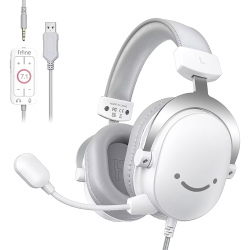 FIFINE H9 AmpliGame USB Gaming Headset – 7.1 Surround Sound  White