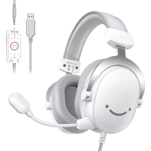 FIFINE H9 AmpliGame USB Gaming Headset – 7.1 Surround Sound  White