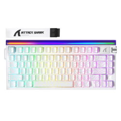 ATTACK SHARK R85 HE Rapid Trigger Keyboard Magnetic Switch with Custom Lightbox - White Contours ATTACK SHARK R85 HE Rapid Trigger Keyboard Magnetic Switch with Custom Lightbox - White Contours