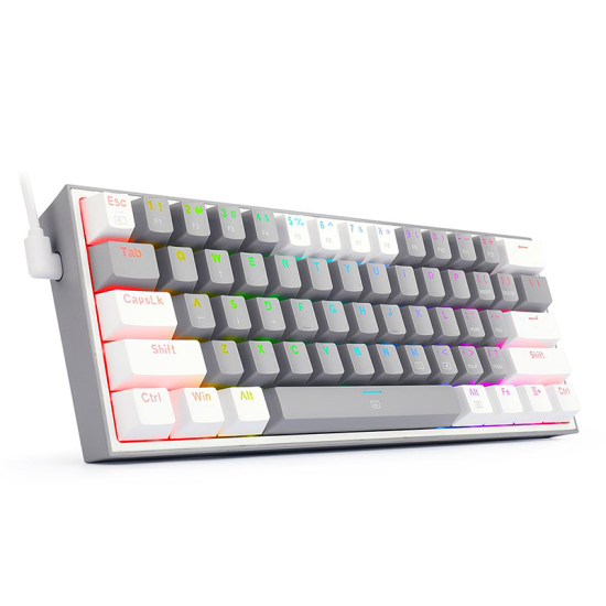 Redragon K617 Fizz RGB 60% Wired Mechanical Gaming Keyboard – 61 Keys, Red Switches, Compact Layout, Grey / White Design Redragon K617 Fizz RGB 60% Wired Mechanical Gaming Keyboard – 61 Keys, Red Switches, Compact Layout, Grey / White Design