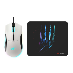 Havit Gamenote MS1037CM RGB LED Macro 7200Dpi Gaming Mouse + Mouse Pad - White/ Balck