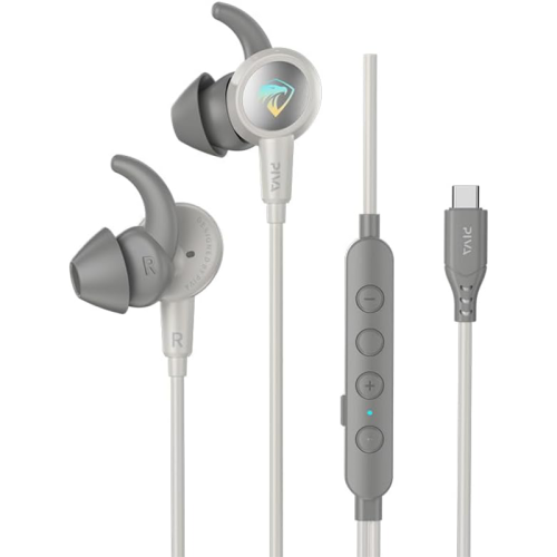 PIVA S6C-G Type-C Surround Gaming Earbuds with Built-in Sound Card & RGB Lighting – White