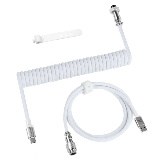 ATTACK SHARK C01 PRO Coiled Cable - White ATTACK SHARK C01 PRO Coiled Cable - White