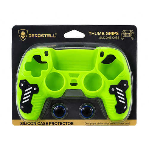 DeadSkull Controller Silicone Case Protector with Thumb Grips – Green | PS5