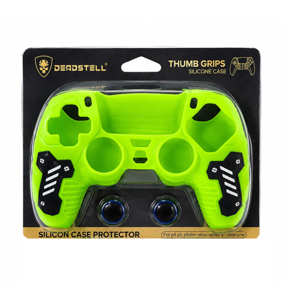 DeadSkull Controller Silicone Case Protector with Thumb Grips – Green | PS5 DeadSkull Controller Silicone Case Protector with Thumb Grips – Green | PS5